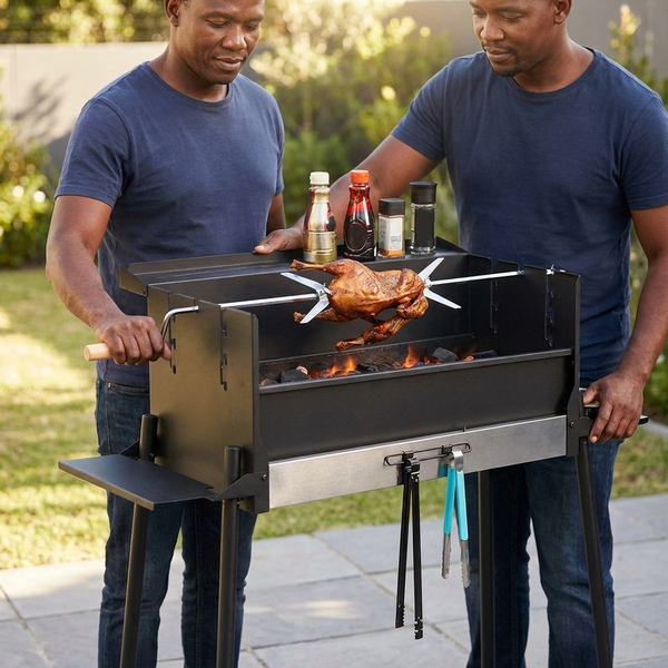 Grill BBQ with Adjustable Folding Storage Shelf