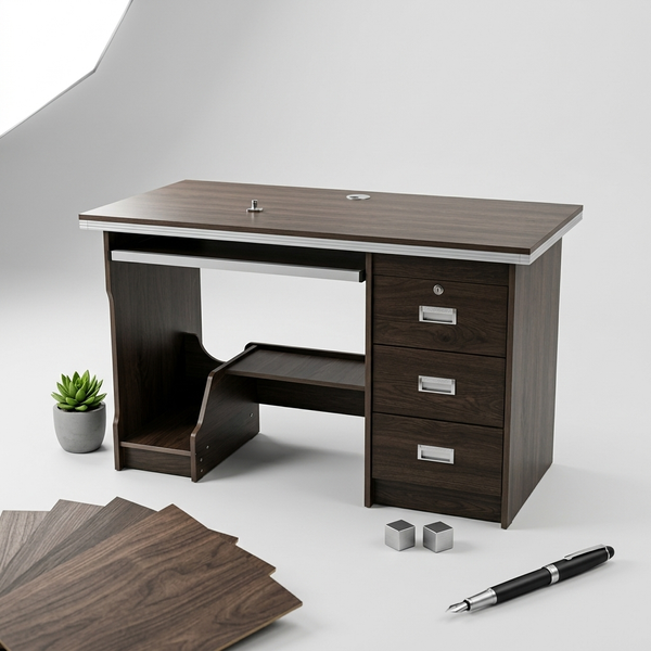 1.2m Office Desk with 3 Drawers featuring a sleek design and ample storage for office essentials.