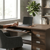 1.2m Office Desk with 3 Drawers, modern workspace featuring a laptop and coffee cup, perfect for organization.