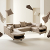 Modern Curved Sectional Sofa with wide seating area and soft cushions, perfect for large living spaces.