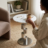 Round Modern Accent Side Table with marble top and chrome base, ideal for decor and convenience.