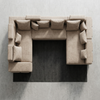 Top view of a Modern Modular Corner Sofa Set with plush cushions and a dark rug underneath.