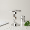Round Modern Accent Side Table features a sleek marble top and metal base, ideal for décor and everyday use.