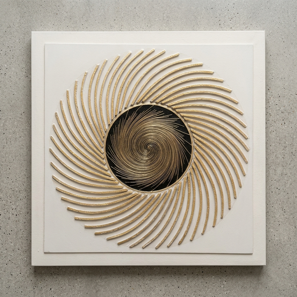 Abstract Spiral Decorative Wall Art featuring a flowing spiral pattern with a central circular design.