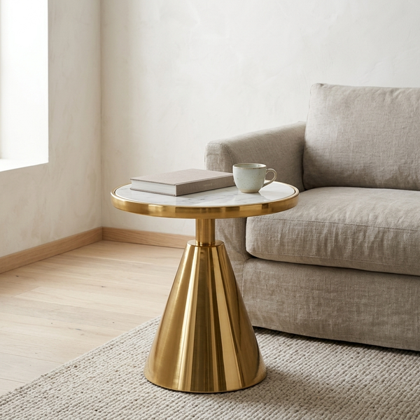 Modern Round Side Table - Gold Finish