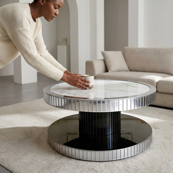 100cm Round Mirrored Coffee Table