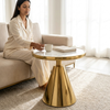 Modern Round Side Table - Gold Finish