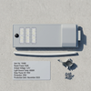 80W Solar Street Light with specifications and accessories on a concrete surface.