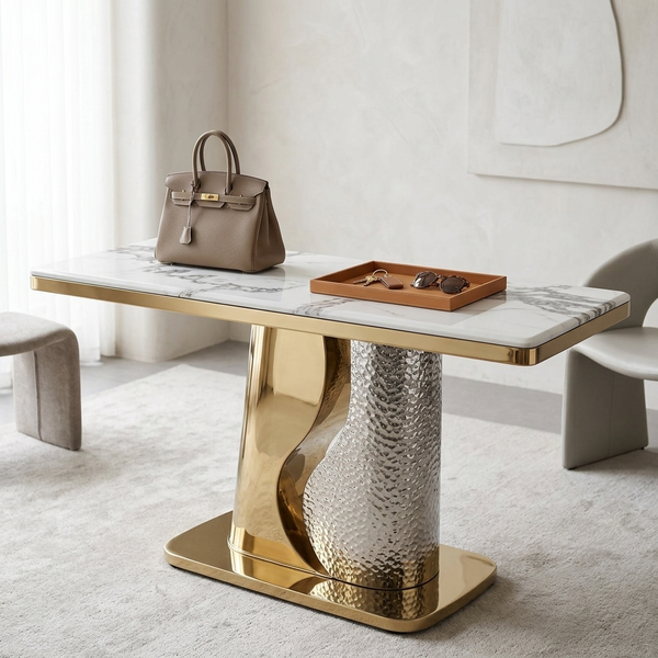 Modern Console Table - Gold Finish