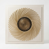 Abstract Spiral Decorative Wall Art showcasing a flowing gold spiral pattern in a central circular design.