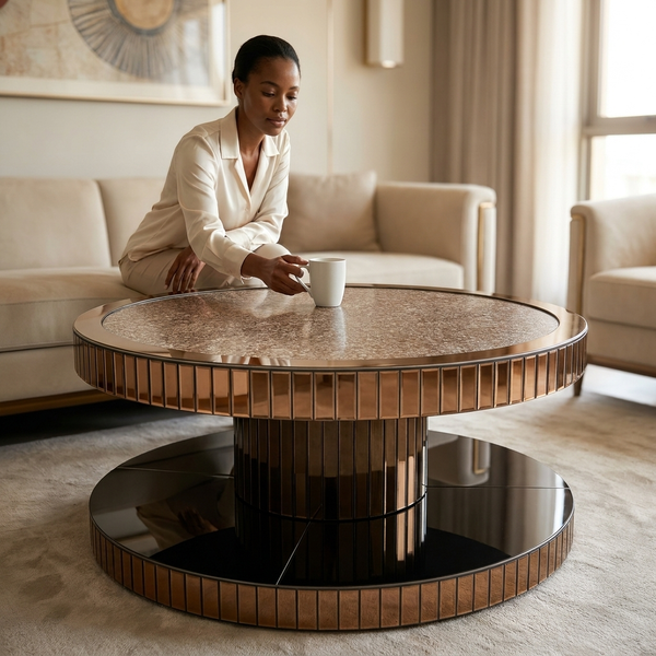 100cm Round Mirrored Coffee Table