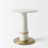 White Round Side Table with Gold Base