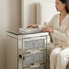 Mirrored 3-Drawer Bedside Table