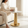 Round Marble-Look Side Table 45 x 55cm