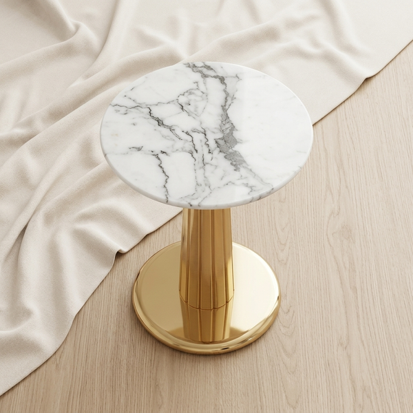 Round Marble-Look Side Table 45 x 55cm