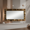 Large Decorative Geometric Wall Mirror with a unique mosaic frame design, reflecting light and space.