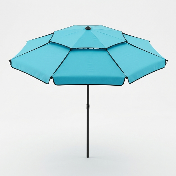2 Metre Beach & Courtyard Umbrella in vibrant blue, providing shade for outdoor spaces like patios and beaches.
