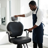 Black Salon Styling Chair with Footrest