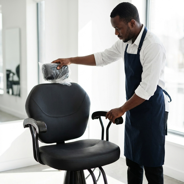 Black Salon Styling Chair with Footrest