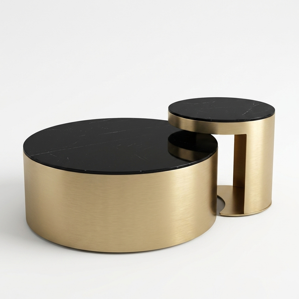 Modern Round Gold-Tone Coffee Table
