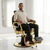 Classic Black and Gold Barber Chair with Footrest