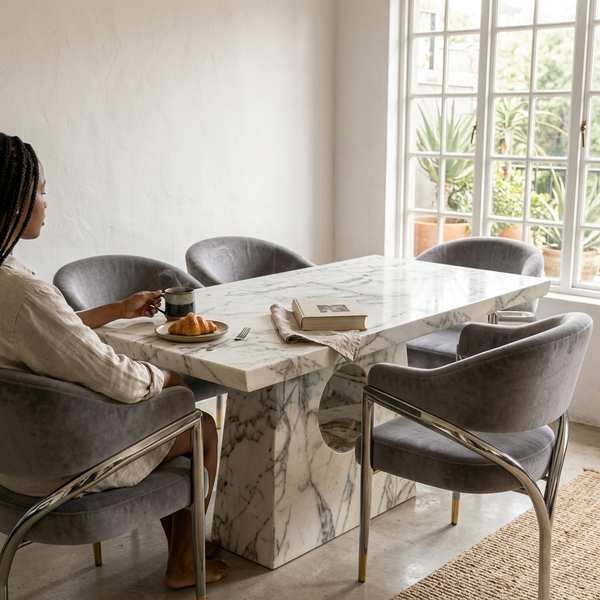 Modern Marble-Look Dining Table