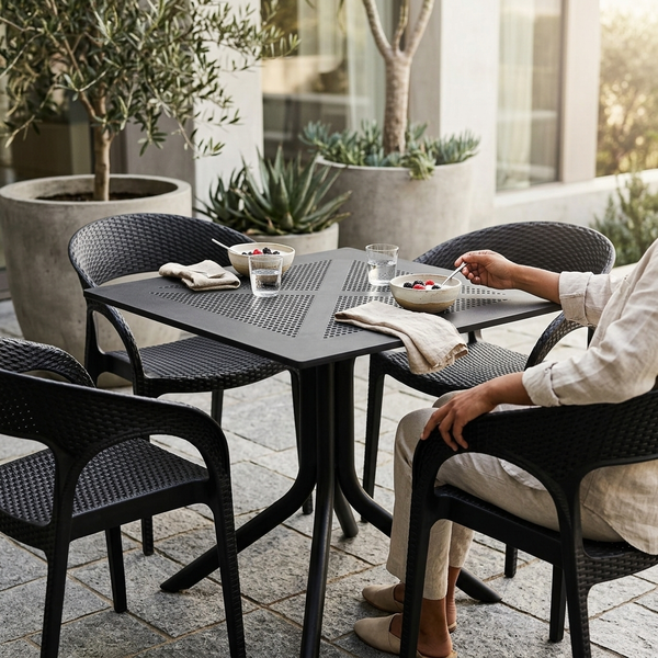 Perforated Table and Chair Set