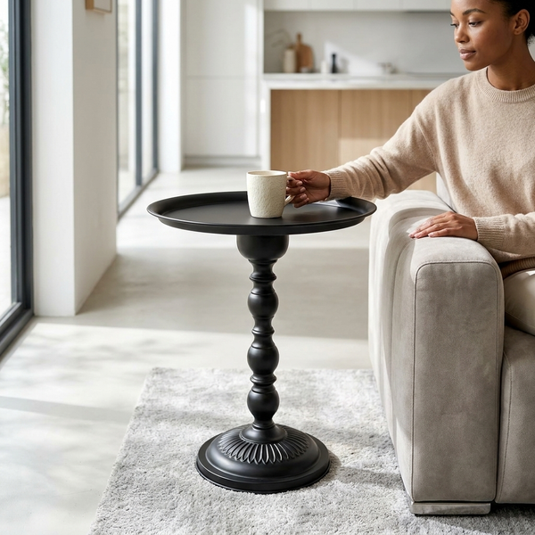 Modern Black Round Side Table