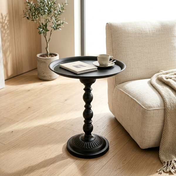 Modern Black Round Side Table