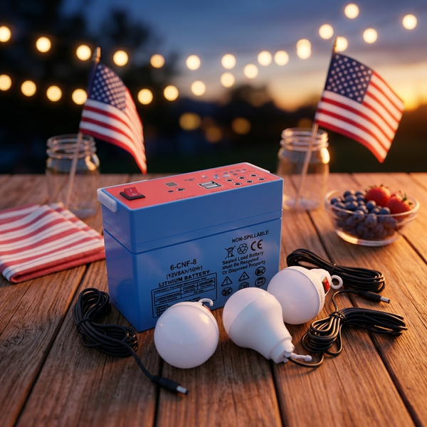12V 8Ah Portable Power Station with 3 LED Bulbs