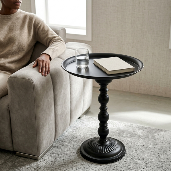 Modern Black Round Side Table