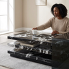 Modern Black Marble-Look Rectangular Coffee Table