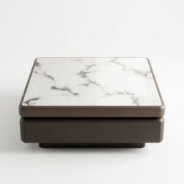 Square Marble-Effect Coffee Table