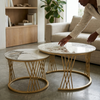 Round Marble-Look Coffee Table