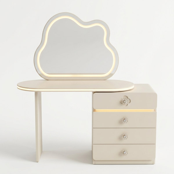 Modern Vanity Table with Illuminated Decorative Mirror