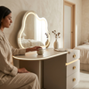 Modern Vanity Table with Illuminated Decorative Mirror