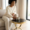 Modern Round Black and Gold Side Table