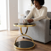 Modern Round Black and Gold Side Table