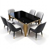Modern Luxury Black Glass Dining Table with Gold Finish