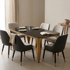 Modern Luxury Black Glass Dining Table with Gold Finish