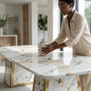 Modern Marble-Style Rectangular Dining Table