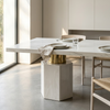 Modern Sintered Stone Dining Table with Pedestal Base
