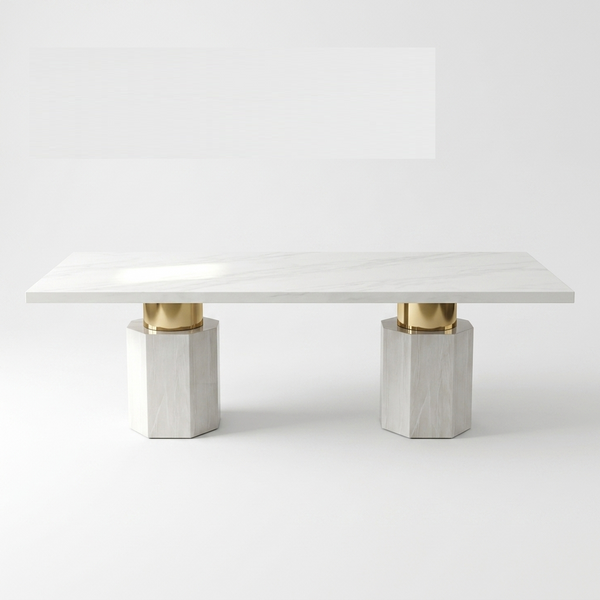 Modern Sintered Stone Dining Table with Pedestal Base