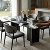 Modern Dark Marble-Look Dining Table and Chair Set