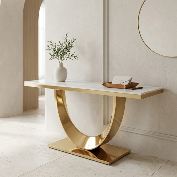 Modern Gold-Tone Console Table