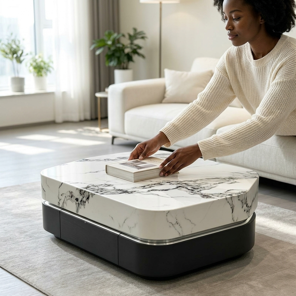 Modern Luxury LED Marble-Top Coffee Table