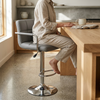 Modern Adjustable Bar Stool with Backrest & Chrome Base
