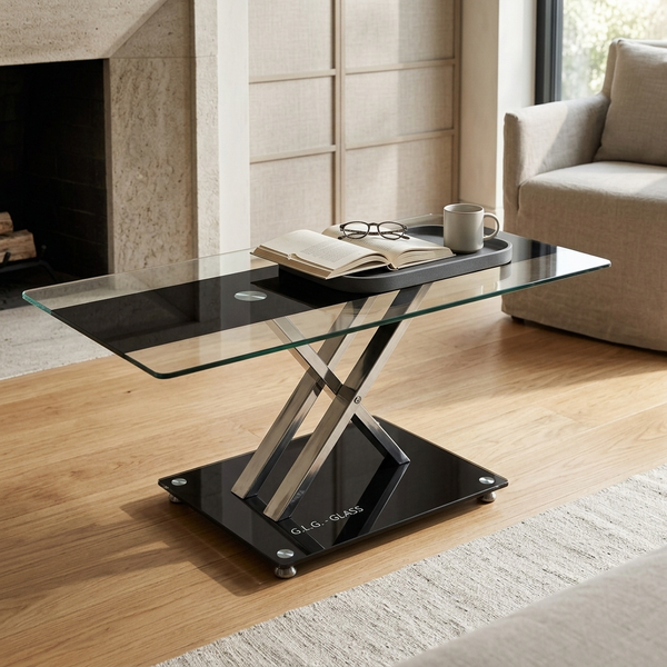 Modern Rectangular Glass-Top Coffee Table