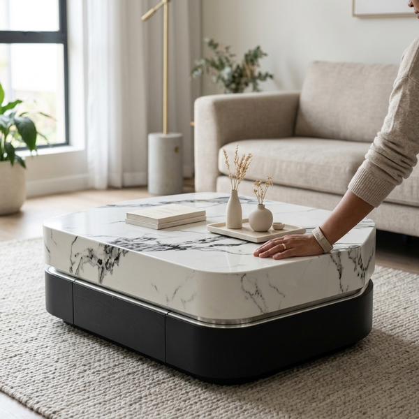 Modern Luxury LED Marble-Top Coffee Table