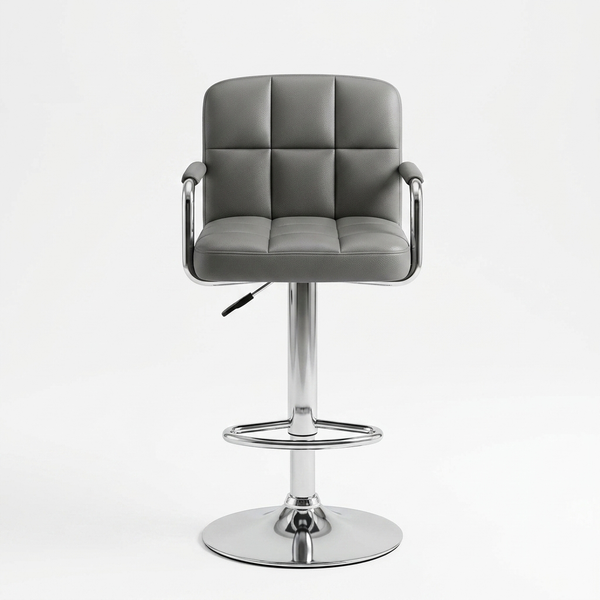 Modern Adjustable Bar Stool with Backrest & Chrome Base